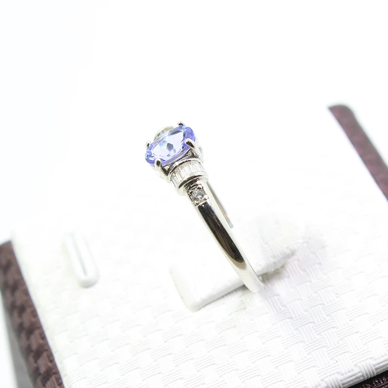 Настоящее обручальное кольцо 0,5 ct против ранга Танзанит простой дизайн кольцо из стерлингового серебра 925 пробы Танзанит романтический подарок на день рождения