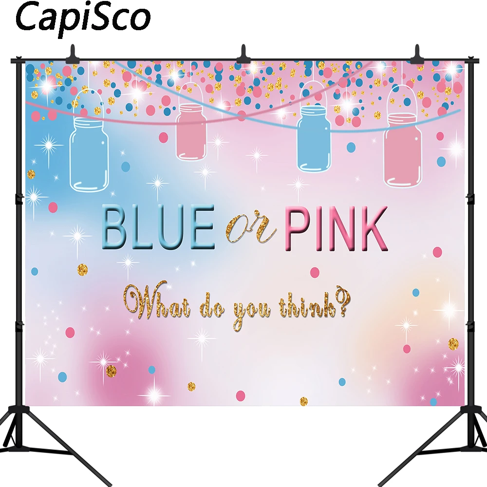 Capisco синий или розовый Пол раскрыть фон для вечеринки малыша Мейсон банки конфеты