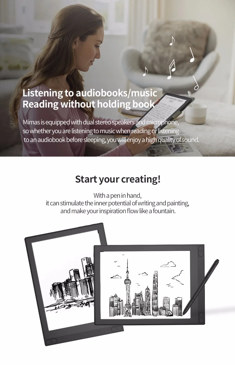Новое поступление likebook mimas 10,3 дюймовый E-reader с восьмиядерным процессором 2 Гб ram, двойной передний светильник и andord 6,0 с рукописным текстом
