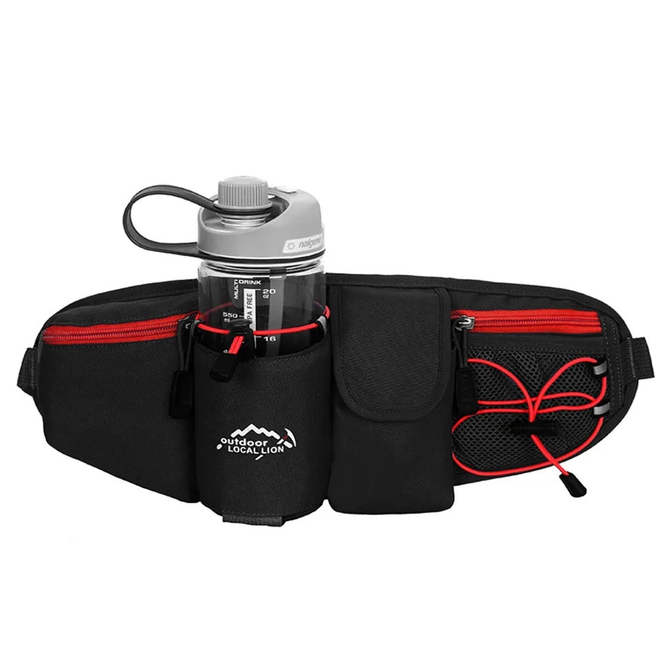 Black with Red Местный лев унисекс Беговая сумка для путешествий Удобная походная Спортивная поясная сумка на молнии сумка для бега дорожные велосипедные поясные сумки - Цвет: Black with Red