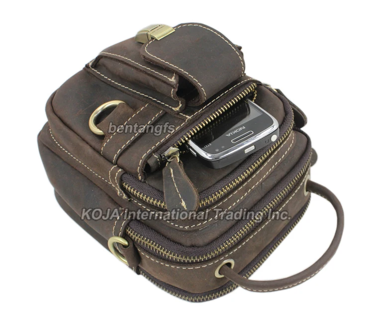 Ретро винтажная мужская кожаная поясная сумка Кожаная через плечо коричневая