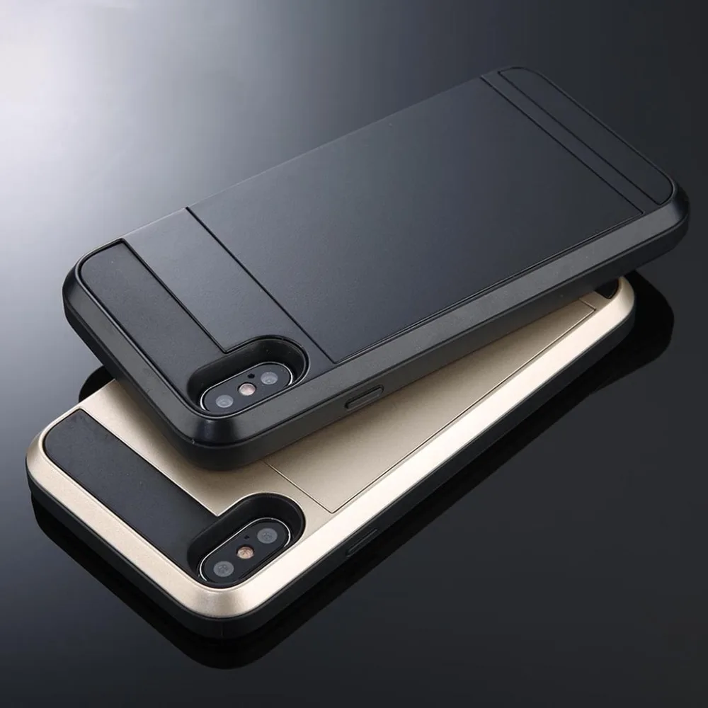 Portable Credit Card Holder Wallet Case For iPhone X XS 7 8 6 6S Plus Hybrid Armor Defender Shockproof Cover 5 5S SE | Мобильные