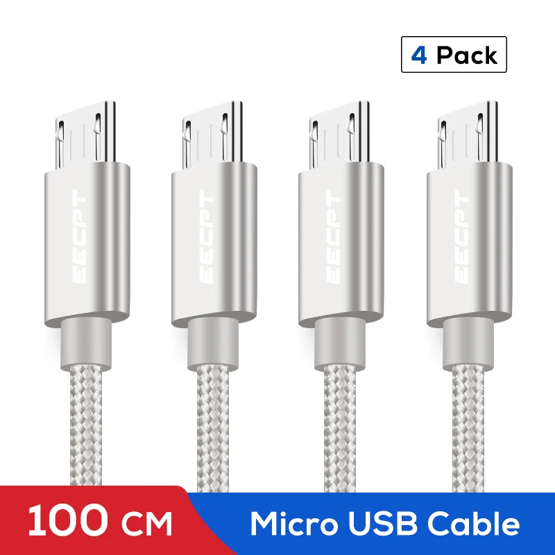 EECPT 4 шт микро USB кабель провод для быстрого заряда данных шнур Microusb кабель для зарядки телефона для samsung Xiaomi Redmi 4 Note 5 Android - Цвет: Silver