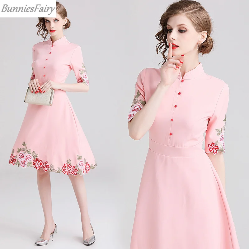 BunniesFairy 2019 Весна Лето Новое Женское китайское винтажное платье с цветочной