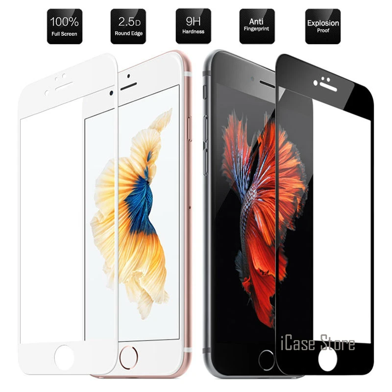 Искривленное стекло полное покрытие протектор экрана для iPhone 5S 5C SE 6 S 7 Plus Pelicula De