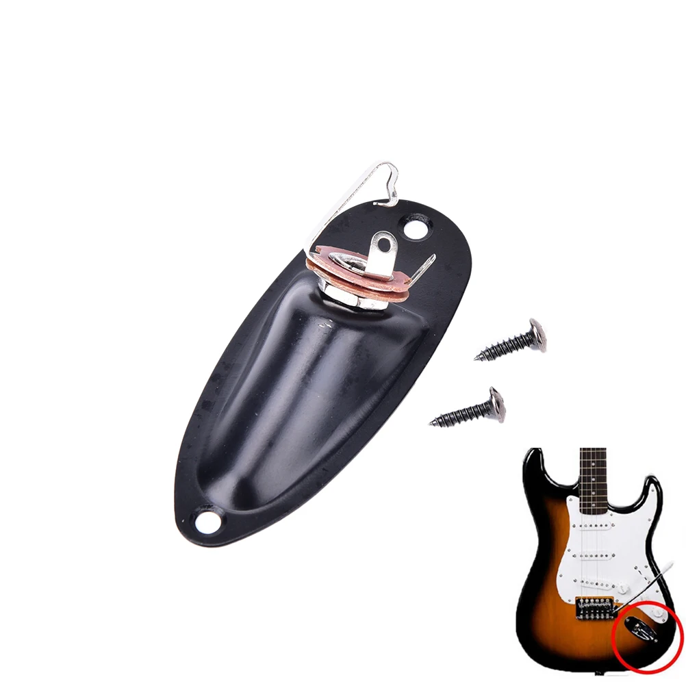 

1 Set 8.1x3.3cm Boat Input Output Jack Plate Socket With Screws For Strat Guitar Black