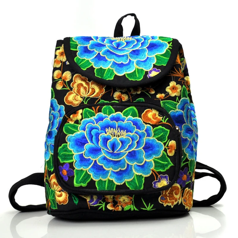 2019 брендовый женский маленький холщовый рюкзак для женщин с вышитыми цветами