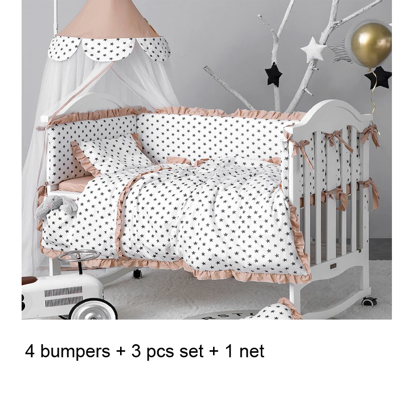 8 pcs set Роскошный детский комплект постельного белья, Детские бамперы для кроватки, защита для кроватки, москитная сетка, пододеяльник, наволочка, простыня для новорожденного, Подарочная кровать - Цвет: 8 pcs set