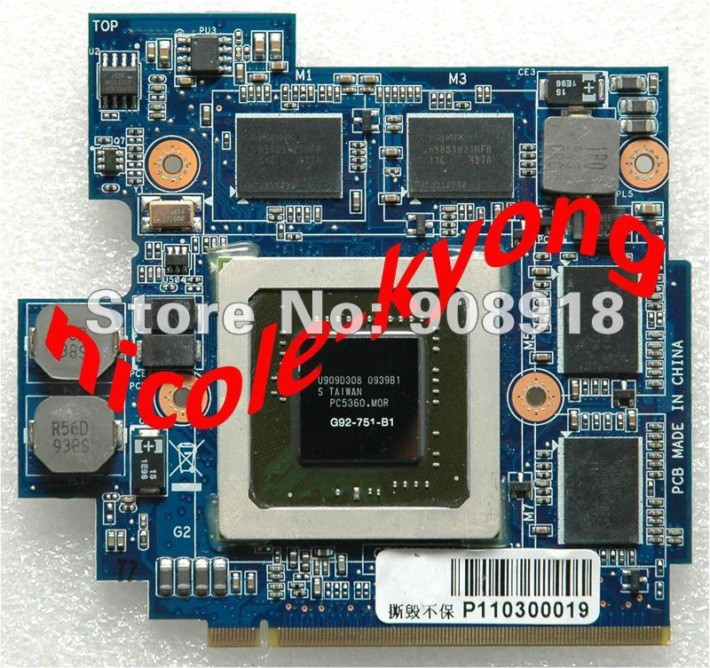 

69N0FHV11B02-01 60-NVZVG1000-A02 GTX 260M GTX260M G92-751-B1 DDR3 1GB VGA Video Card for Asus G61GX G71G G71GX G72GX
