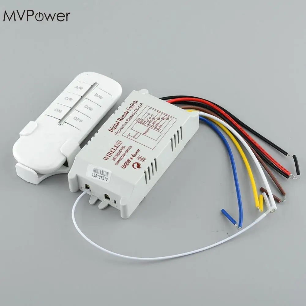 MVpower 2016 4 канала ВКЛ./ВЫКЛ. 220 В светильник цифровой беспроводной настенный пульт