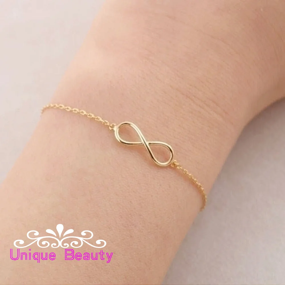 925 серебряный золотой бесконечный браслет кулон Модный женский подарок на