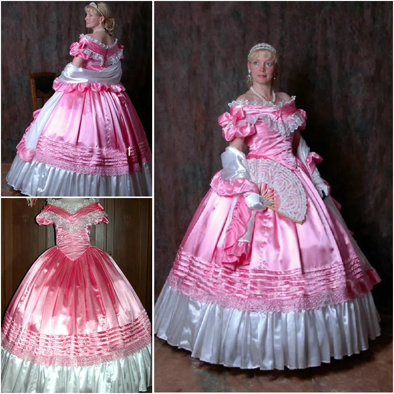 NewCustomer-made Pink 1800S Victorian dress 1860s Civil war Dress Theater Reenactor Costume Renaissance V-435 |