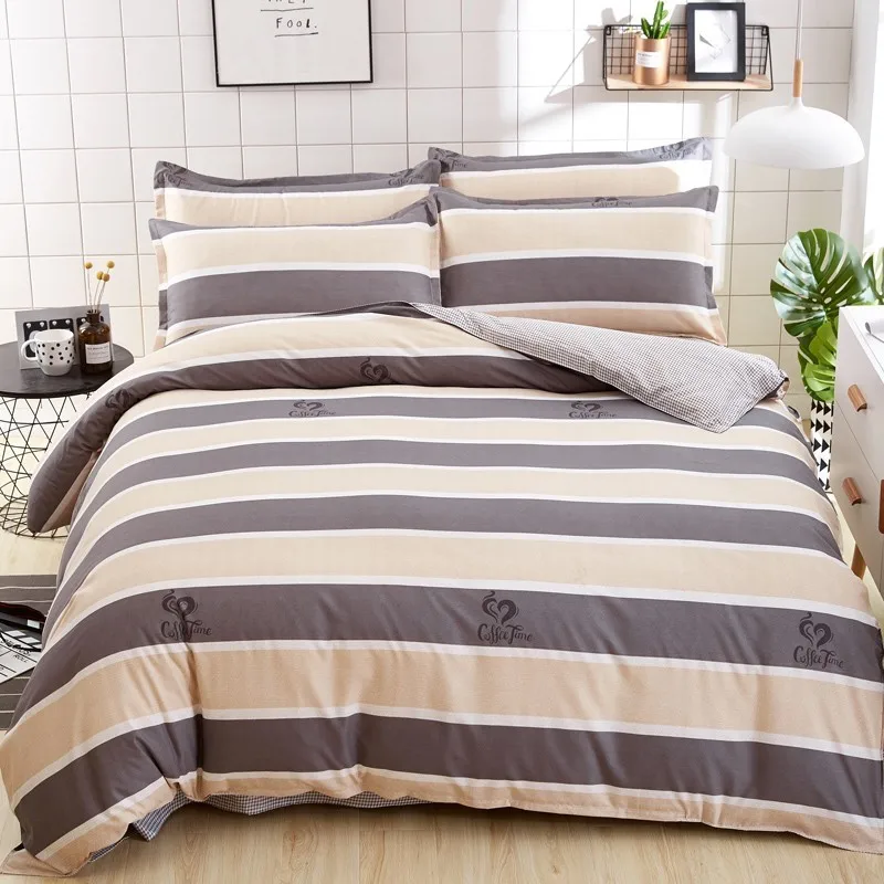 

Fashion Color Stripe Mix and Match Cotton Bedding Set Bed Sheet Duvet Cover Pillowcase 4 Pcs Combination Bed Cover Bed Linen
