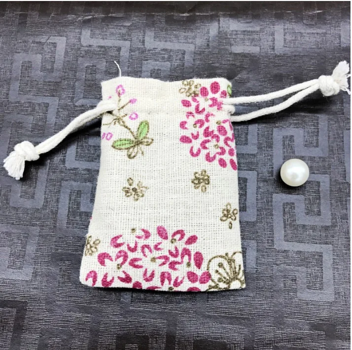 

Flower Linen Jewelry Gift Pouch 7x9cm 10x13cm 13x18cm pack of 50 Birthday Wedding Party Candy Drawstring Bag