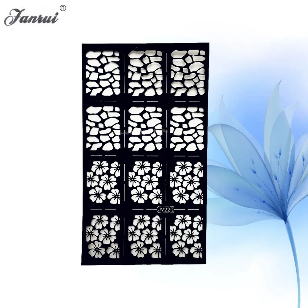 Christmas Xmas Flower Henna Black Hollow Out Nail Art Template Stickers Stencils ABNF316 Manicure Tips | Красота и здоровье