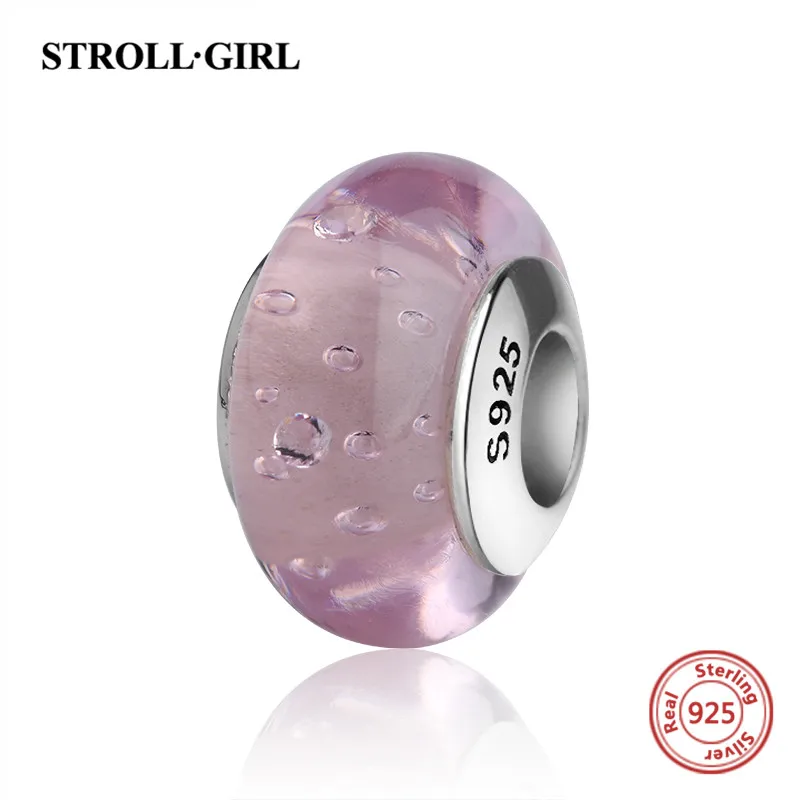 StrollGirl red color Murano glass beads 925 sterling silver diy charms fit authentic pandora bracelet jewelry making women gifts