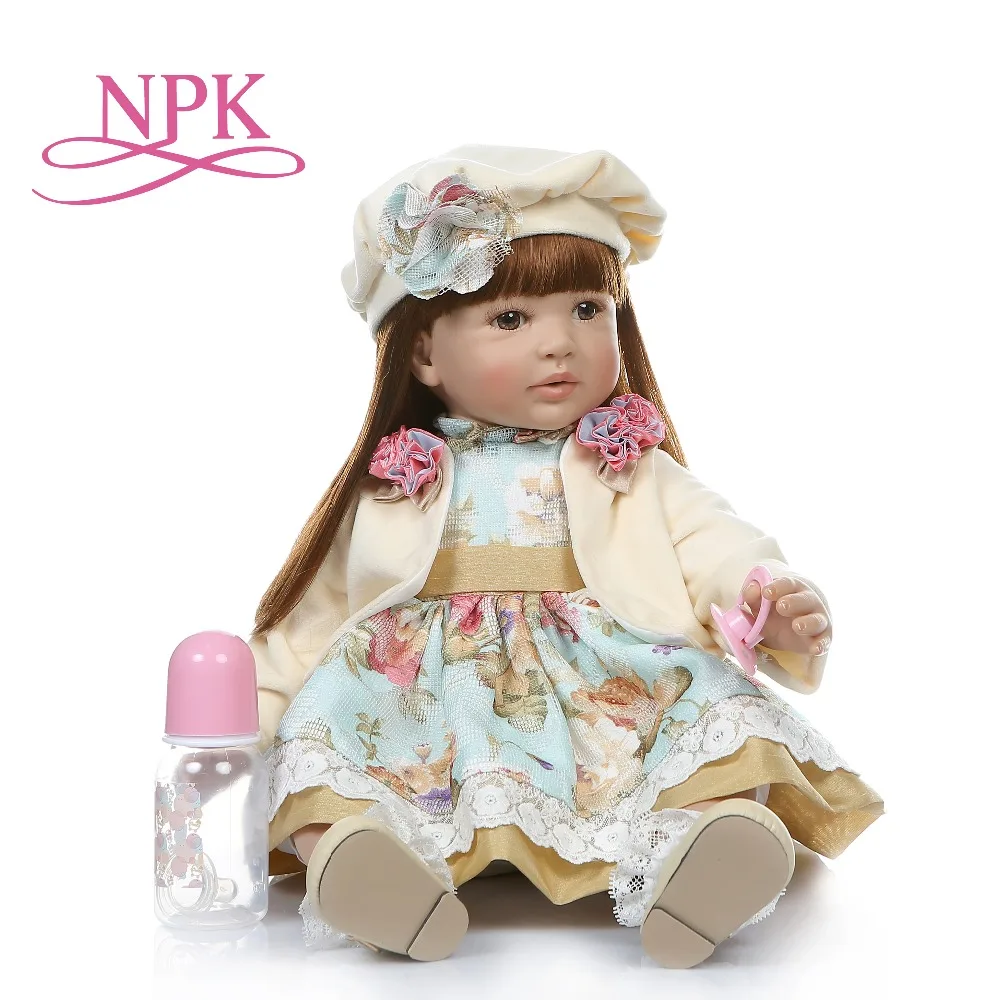 NPK reborn baby Girls Реалистичная кукла большого размера 60 см длинные прямые каштановые и