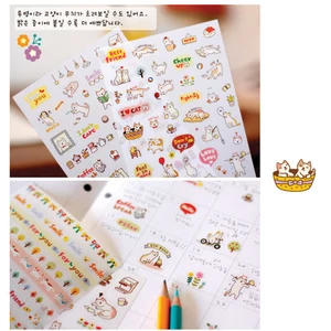 6 шт., прозрачные пластиковые наклейки в виде кота