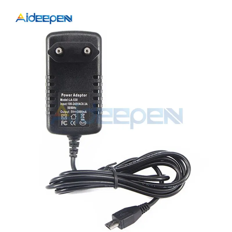 AC 100 V-240 V к DC 5V 3A 15W блок питания зарядное устройство адаптер AC-DC конвертер трансформаторы 3000mA Micro USB EU вилка Длина кабеля 1 м