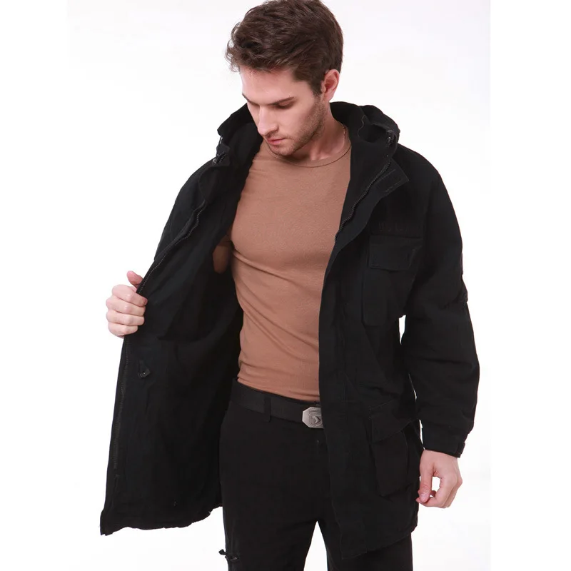 FLEECE BLACK Мужская военная форма M65, Тренч размера плюс, камуфляжная, тонкая талия, Классическая, ватная, 101, ВВС, парка, куртка, пальто для мужчин, BF802 - Цвет: FLEECE BLACK
