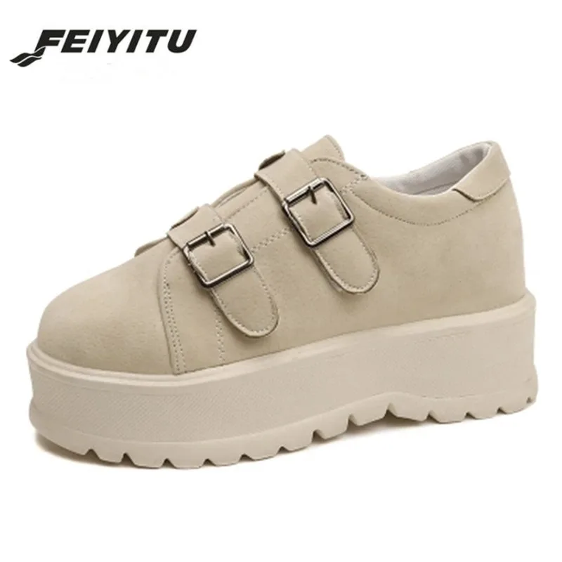Женские туфли на шнуровке FeiYiTu повседневные плоской платформе с круглым носком
