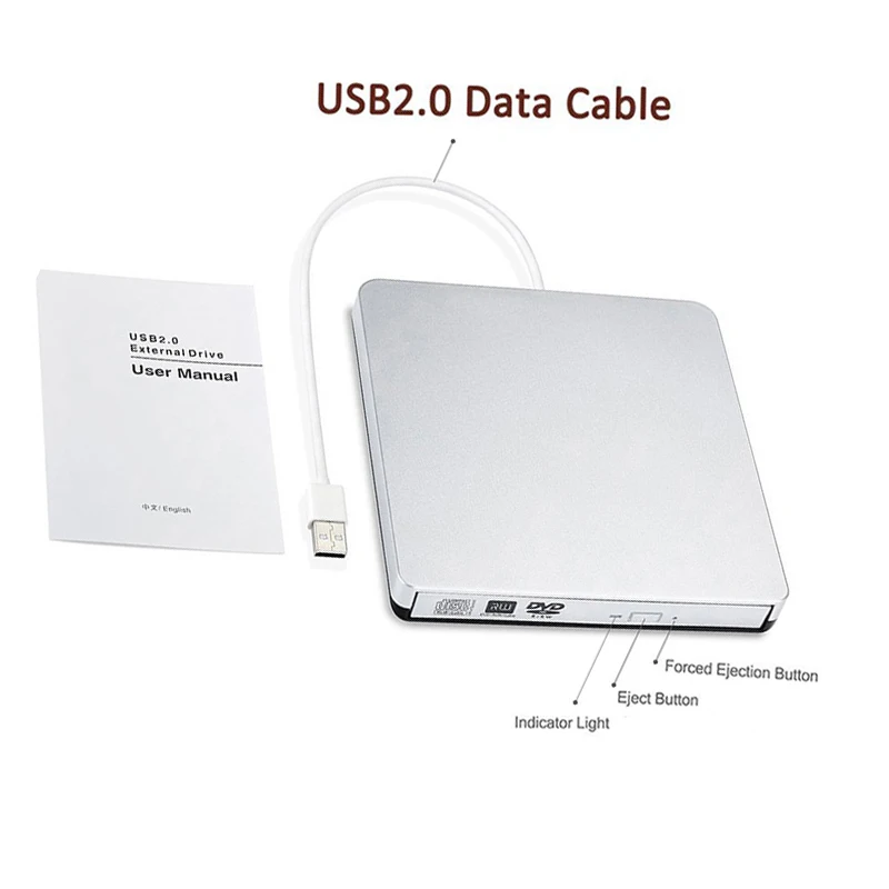 Внешний DVD RW горелки CD/DVD rom плеер USB 2 0 оптический писатель ридер рекордер привод