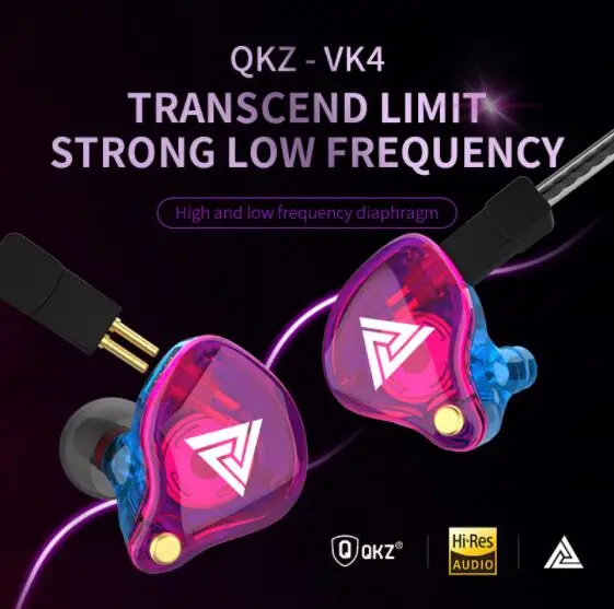 Новейший QKZ VK4 ZST тяжелый бас проводные наушники гарнитура HiFi наушники Железный Контроль Музыка Движение обмен Bluetooth кабель