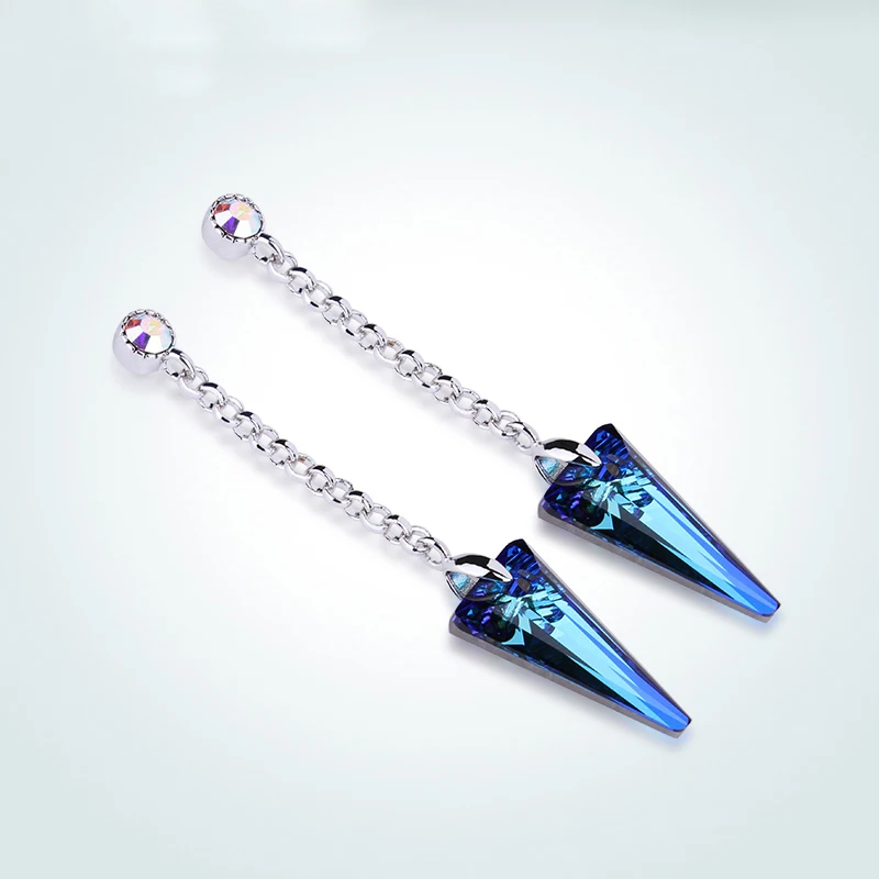 Warme Farben серьги для женщин треугольная Длинная цепочка Swarovski Кристалл Висячие Мода
