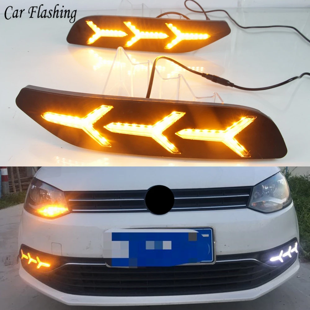 Дневные ходовые огни 1 пара Светодиодные ДХО для Volkswagen VW Polo 2014 2015 2016 2017 2018