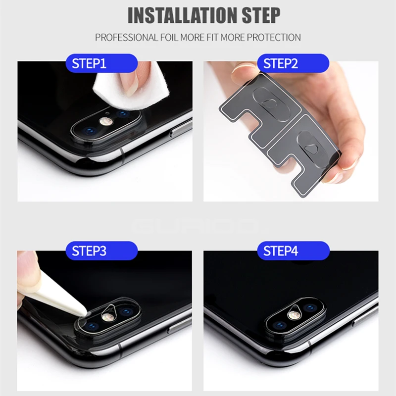 GURIOO 2pcs Camera Lens Screen Protector Glass for iPhone x Tempered Film Back cover Clear 9H Hardness iPhoneX 10 2.5D HD | Мобильные