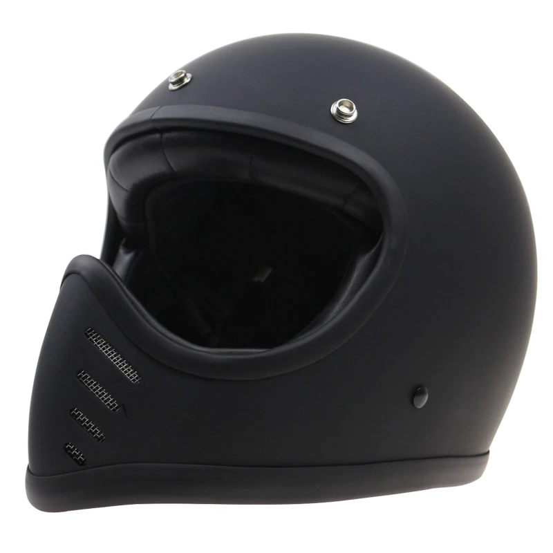 Мотоциклетный шлем Cafe Racer в стиле ретро с 3-контактной пряжкой черный белый и
