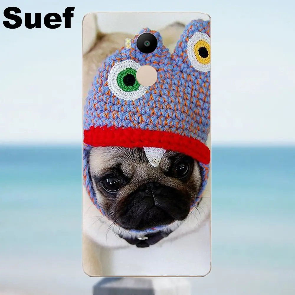 Suef Pug Dog Fashion Animale для Xiaomi Redmi 4 3 3S Pro Mi3 Mi4 Mi4i Mi4C Mi5 Mi5S Mi Max Note 2 мягкие ТПУ чехлы накладки