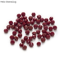 50 piece dark red crystal glass rondelle quartz faceted beads diy jewelry findings 4 8mm