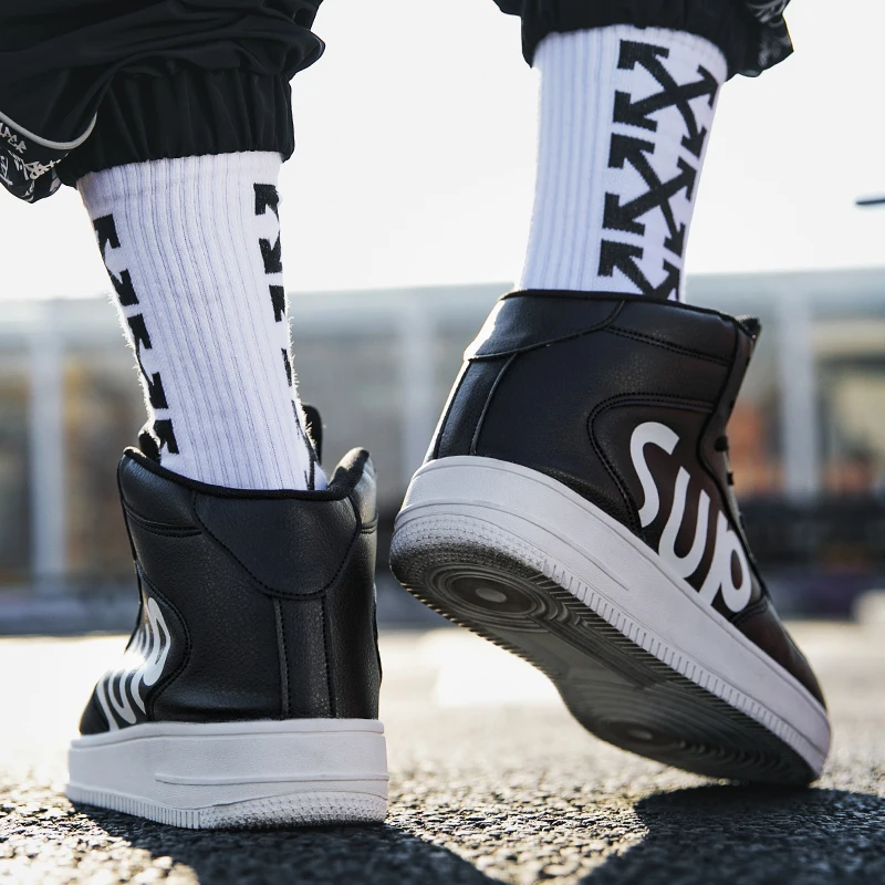 Qiu dong season warm han edition men's shoes high help aj1 air force one trend joker recreational basketball sneakers | Спорт и
