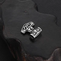 2pcs stainless steel viking thor hammer pendant hole 4mm for necklace diy accessories findings jewelry making men charm supplies