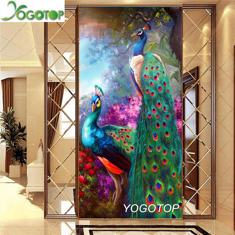 Большая алмазная живопись YOGOTOP сделай сам красочная вышивка 5D Павлин полная