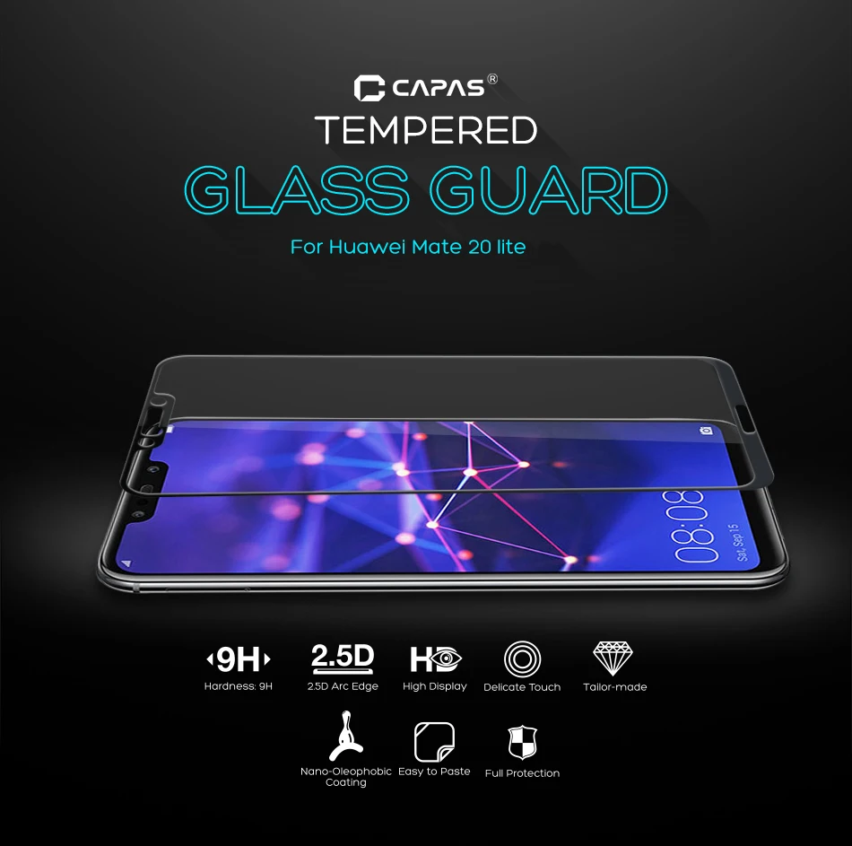 For Huawei Mate 20 lite Tempered Glass Screen Protector 9H 2.5D Full Covered Toughened Protective Film LCD Guard | Мобильные