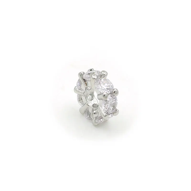Silver 8*8*3 мм 10*10*4 мм микро проложить прозрачные круглые, с цирконом раздельные бусины, установка для изготовления DIY браслеты или ожерелья ювелирные изделия - Цвет: Silver