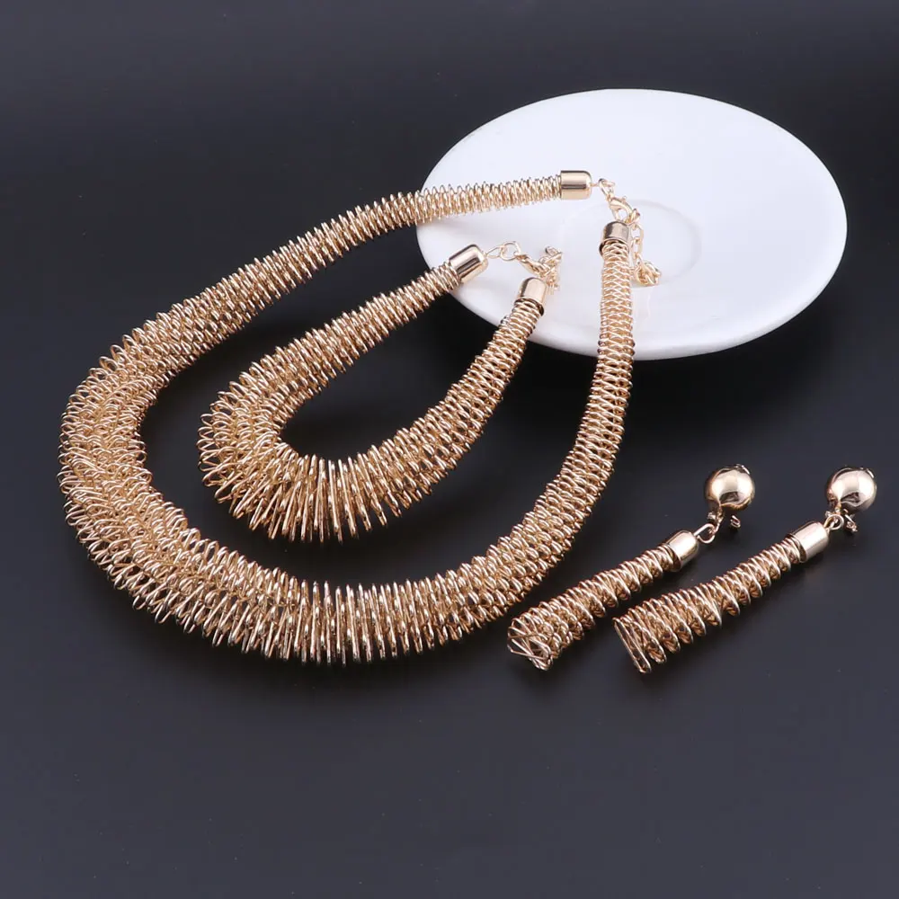 2018 модные африканские Ювелирные наборы женское весеннее ожерелье серьги браслет