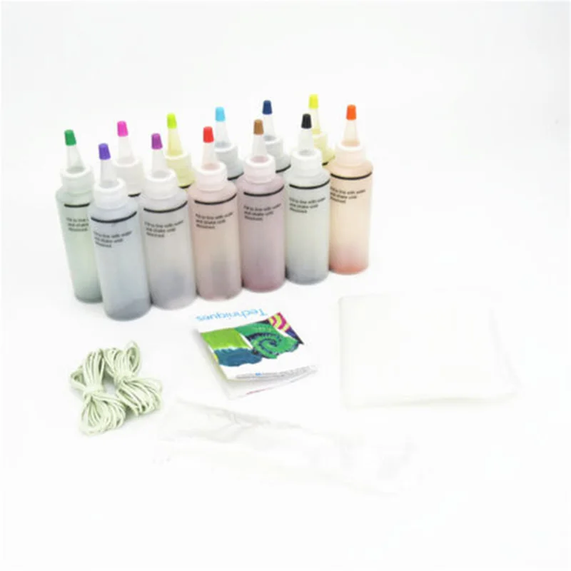 12 бутылок Тюльпан Один Шаг галстук краситель наборы Яркая Ткань Текстиль