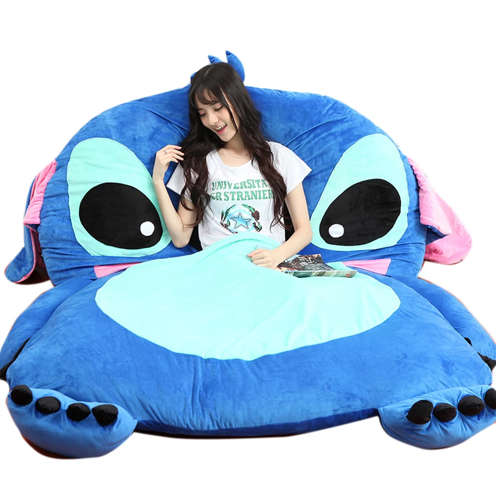 Fancytrader Anime Plush Stitch Sofa Bed Tatami Giant Soft Beanbag Carpet Mattress Sleeping Bag 3 Sizes Great Novelty Gift