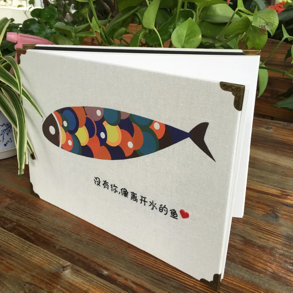 I Am A Fish 29 7*21 см горизонтальный льняной фотоальбом ручной работы 20 листов