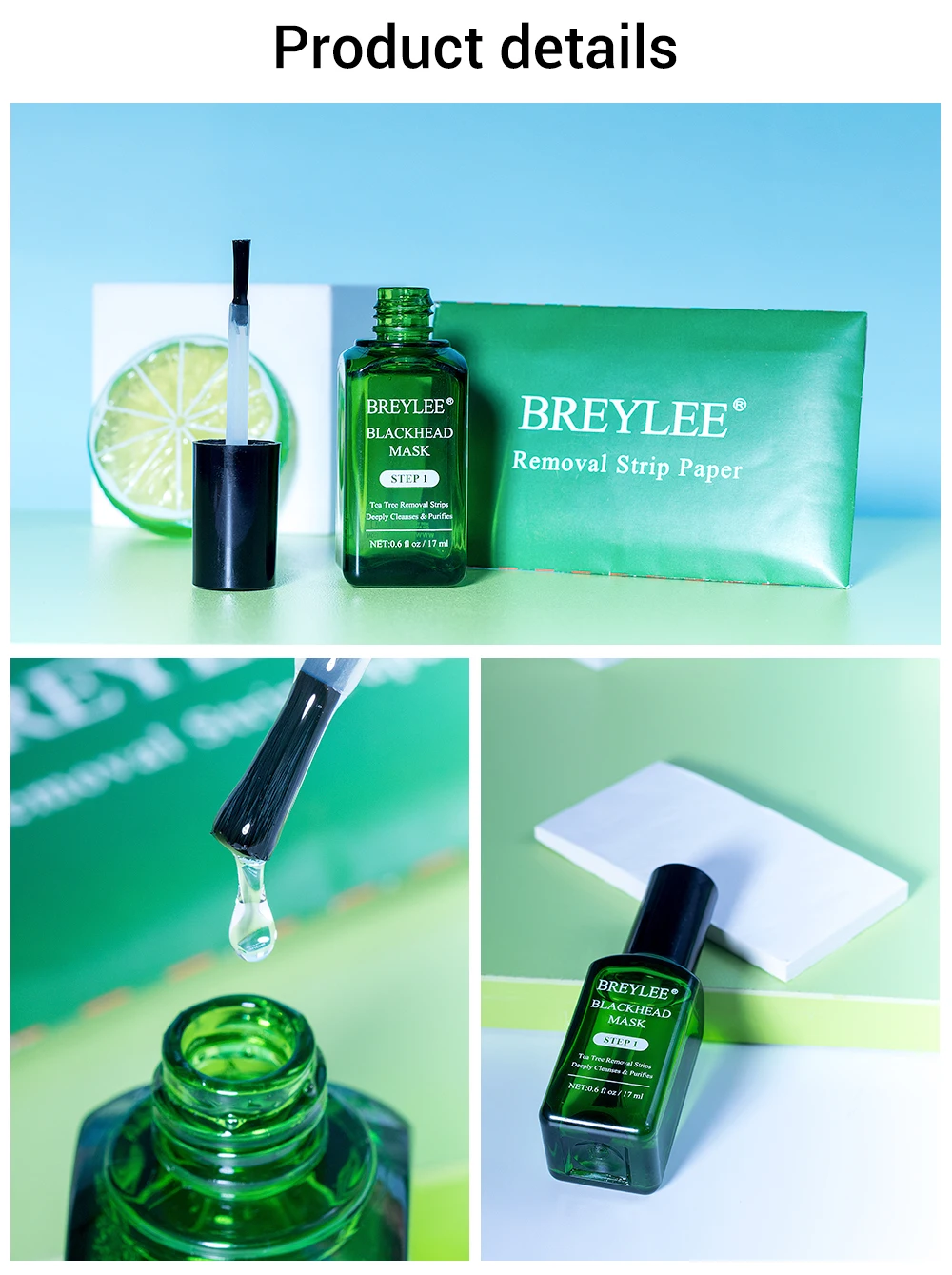 BREYLEE черная маска blackhead уход за кожей пилинг маска для лица акне лечебная сыворотка сжимает поры Тканевая маска для лица эссенция 2 шт