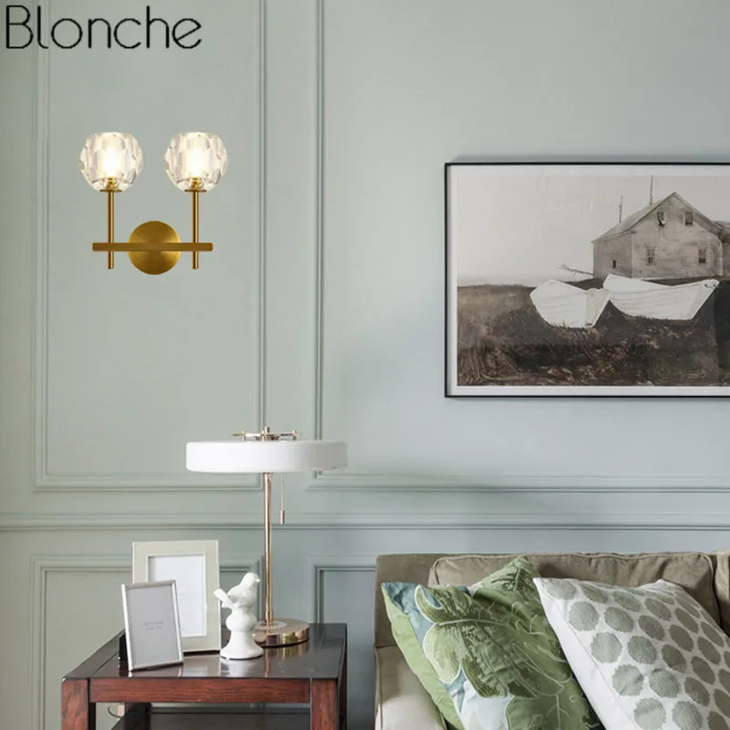 Современный светодиодный хрустальный настенный светильник для спальни домашний