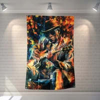 guitarist heavy metals rock band banners hanging flag wall sticker cafe restaurant locomotive club live back ground decoration