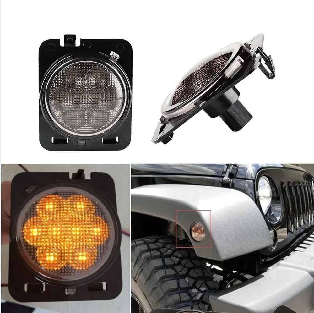 Желтый светодиодный фсветильник рь для крыла босветильник свет (1 пара) HL025 jeep jk
