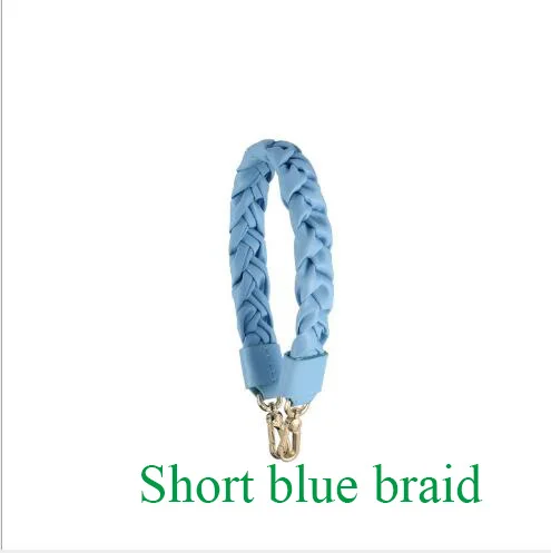 Short blue braided s Вязаная сумочка из натуральной кожи, ремень, модный дизайн, сумки, сумка, детали, сумка, аксессуар, легко застёгивающийся - Цвет: Short blue braided s