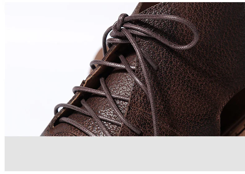 Recommend! Mens Casual Sandals Rome Style Genuine Leather Lace Up Sandals Beach Shoes Man Summer Casual Combat Shoes