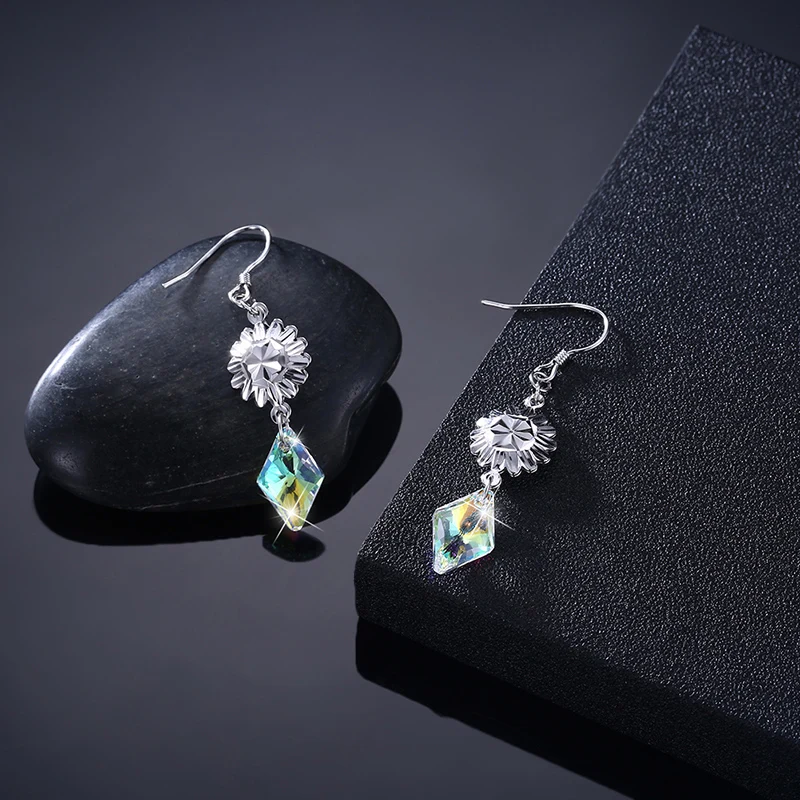 LEKANI оригинальные кристаллы от SWAROVSKI красочные бусы висячие серьги S925 Серебряные
