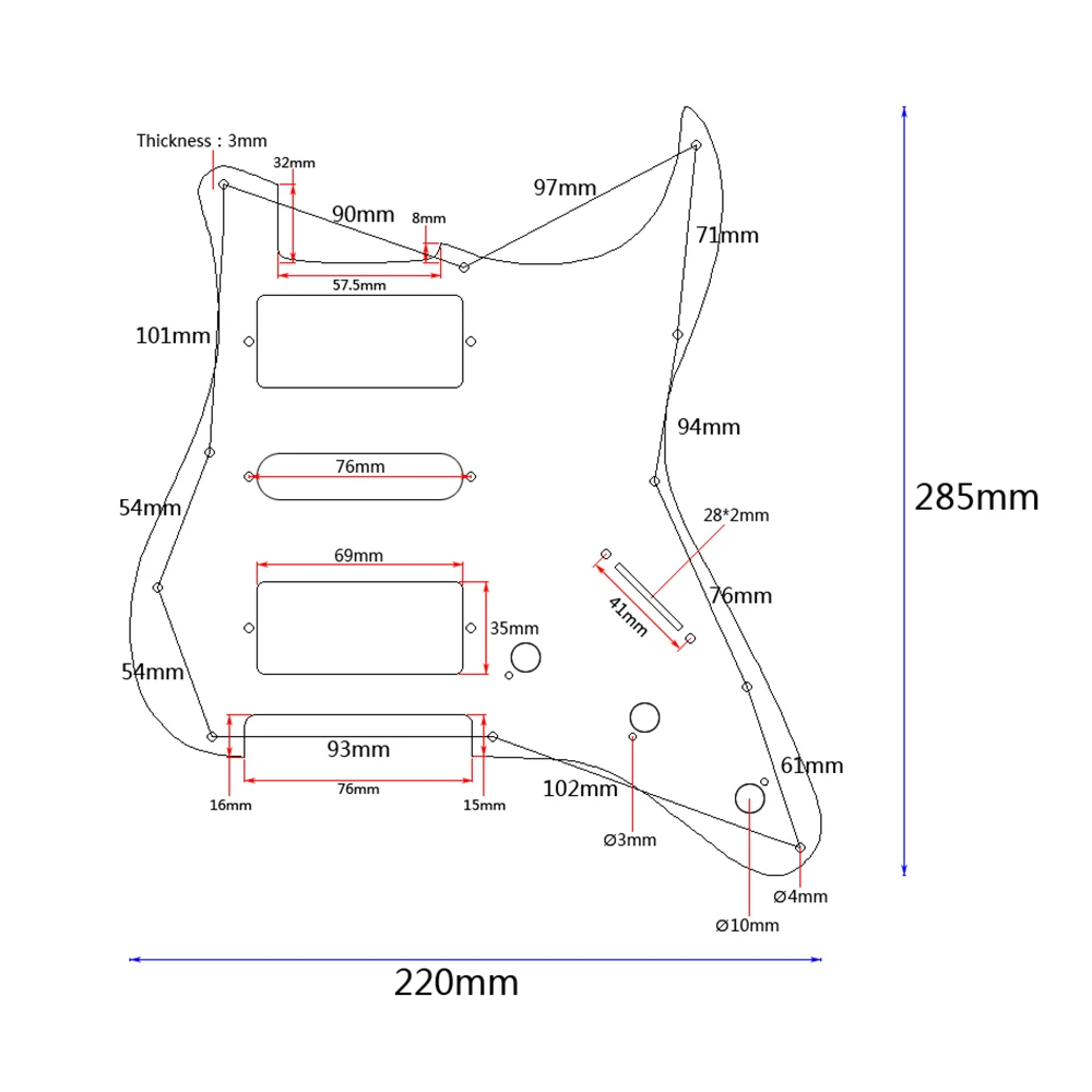 Деревянная гитара HSH Pickguard из кленового дерева с декоративным цветочным узором